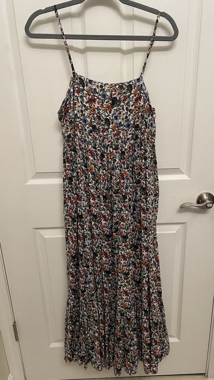 Natural Life Dress Women's Medium Nina Floral Print Sleeveless Tiered Maxi